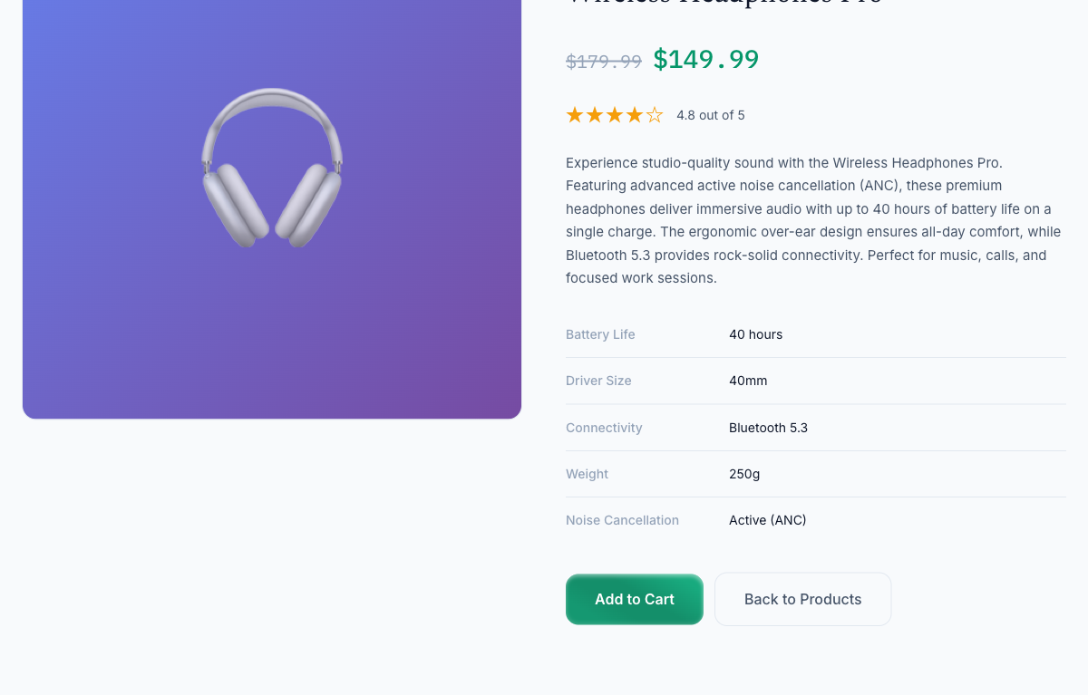 Product detail — correct page