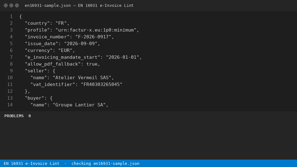 EN 16931 e-Invoice Lint — finds the line
