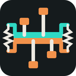pycangui icon: a CAN bus with four node taps and a terminating resistor at each end