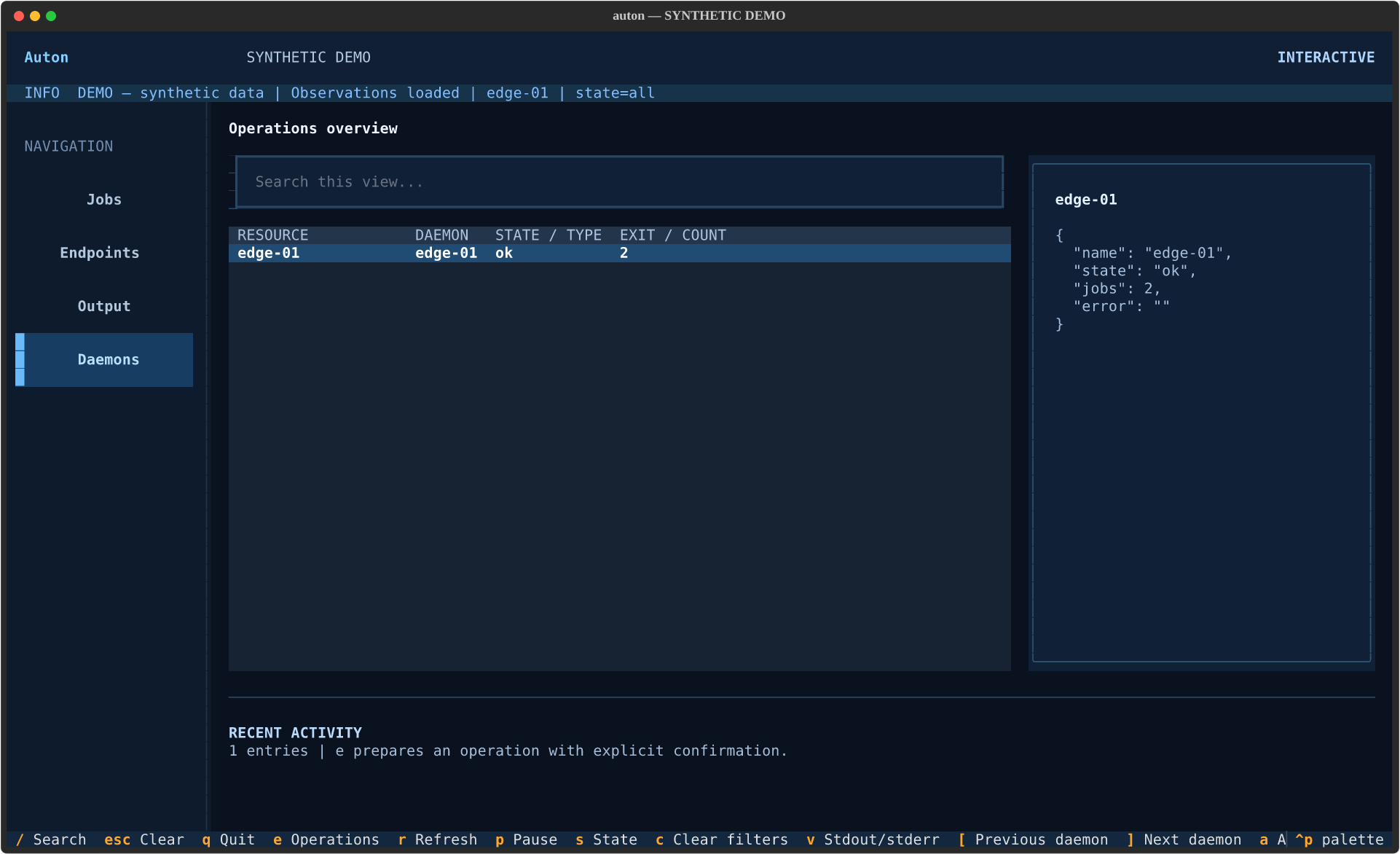 Auton TUI: daemon status table