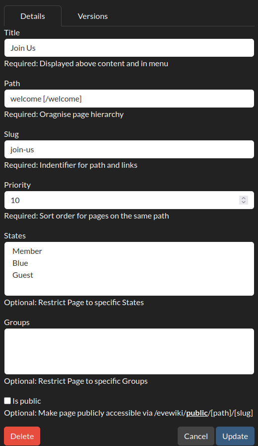 Page Details