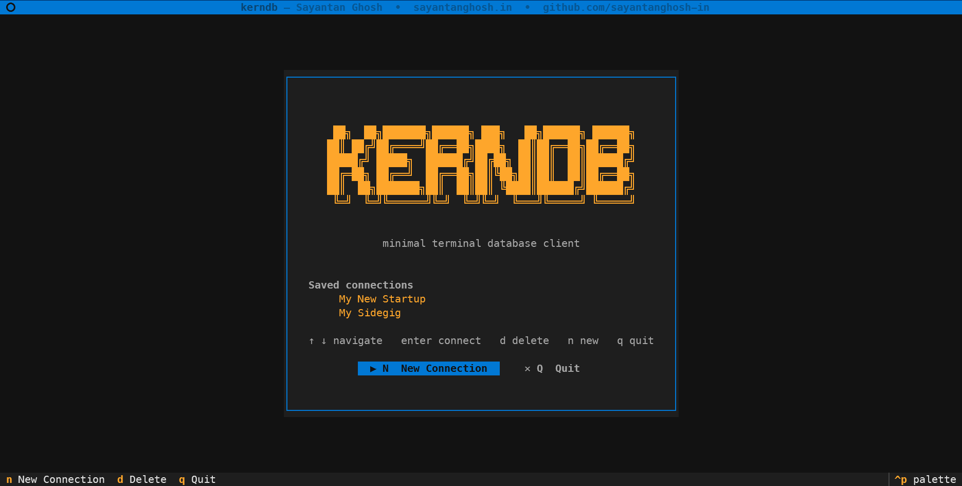 kerndb homescreen