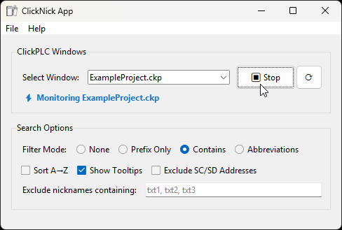 ClickNick App Main Window