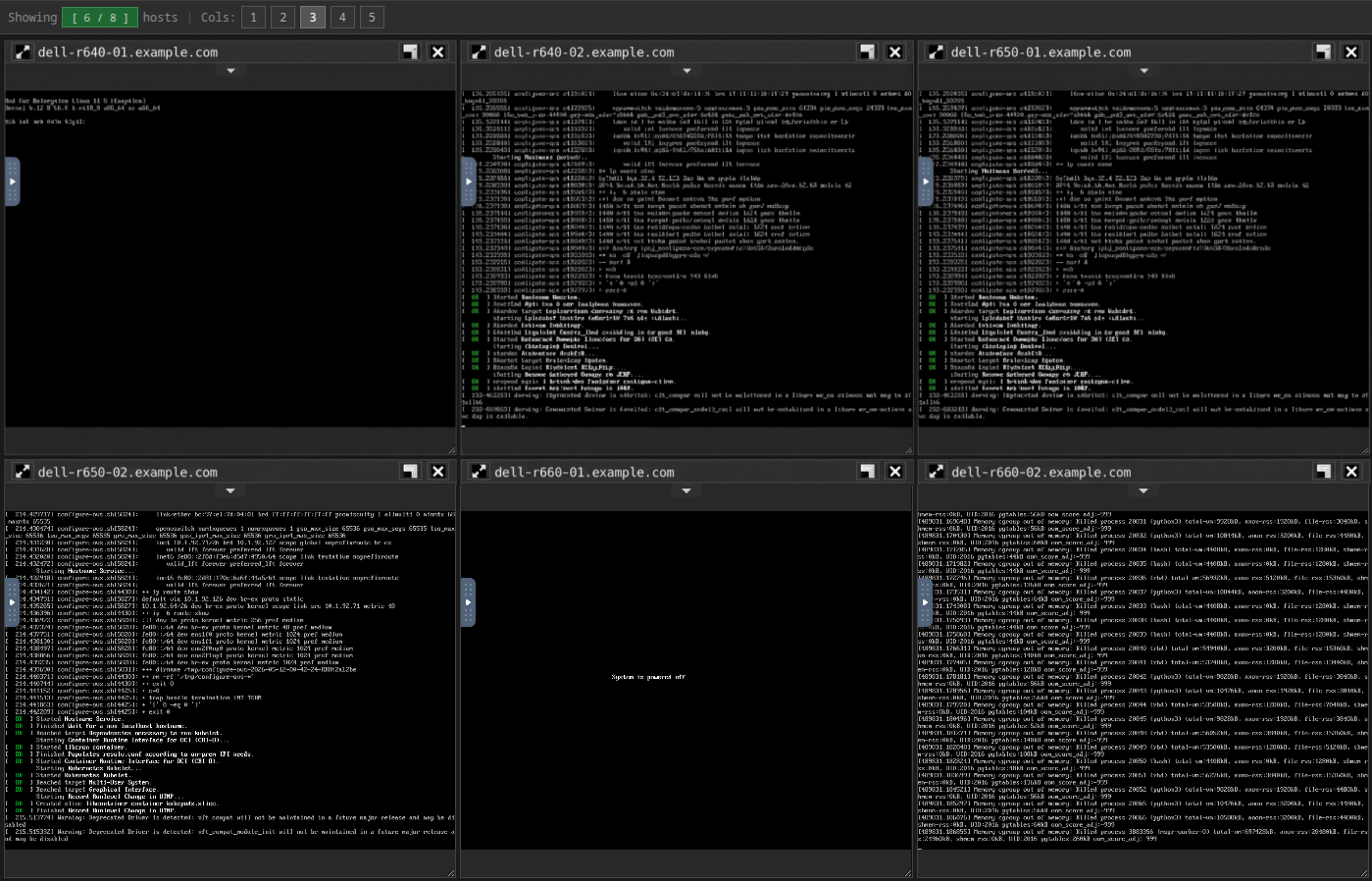 Multi-host VNC console grid