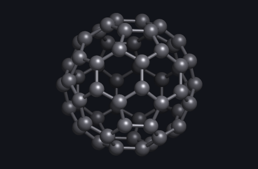 C60 spinning in the terminal, rendered by vimol