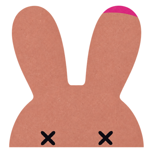 proofbundle, flat rabbit head with a pink ear tip