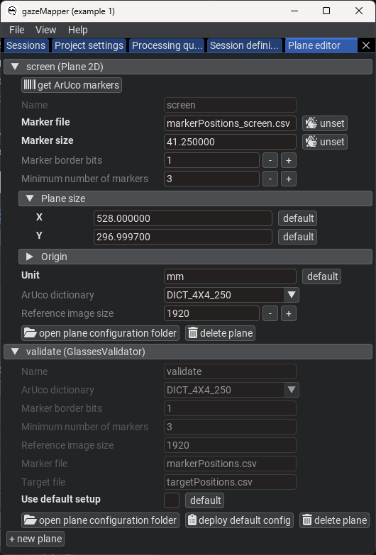 Plane editor