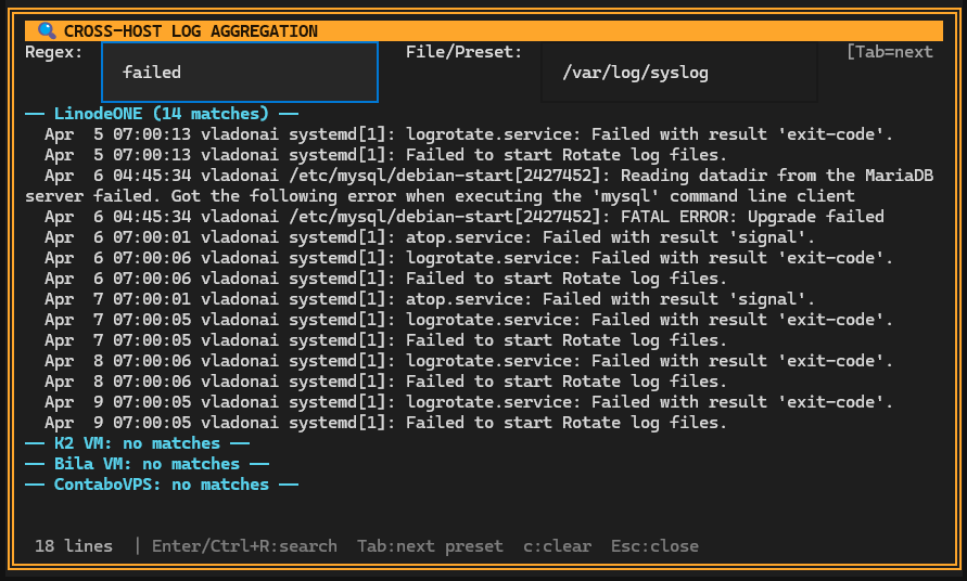 Cross-Host Log Filtering