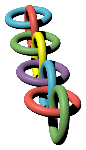 Eight linked rings rendered by ManimGX at 2.5 seconds