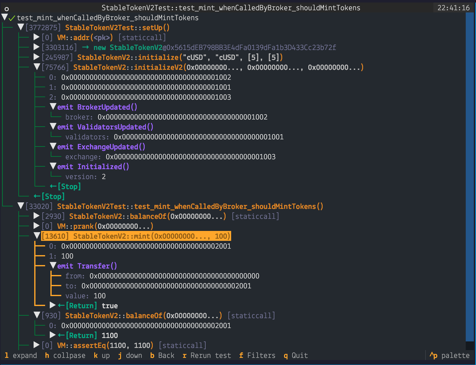 Example Test Trace view