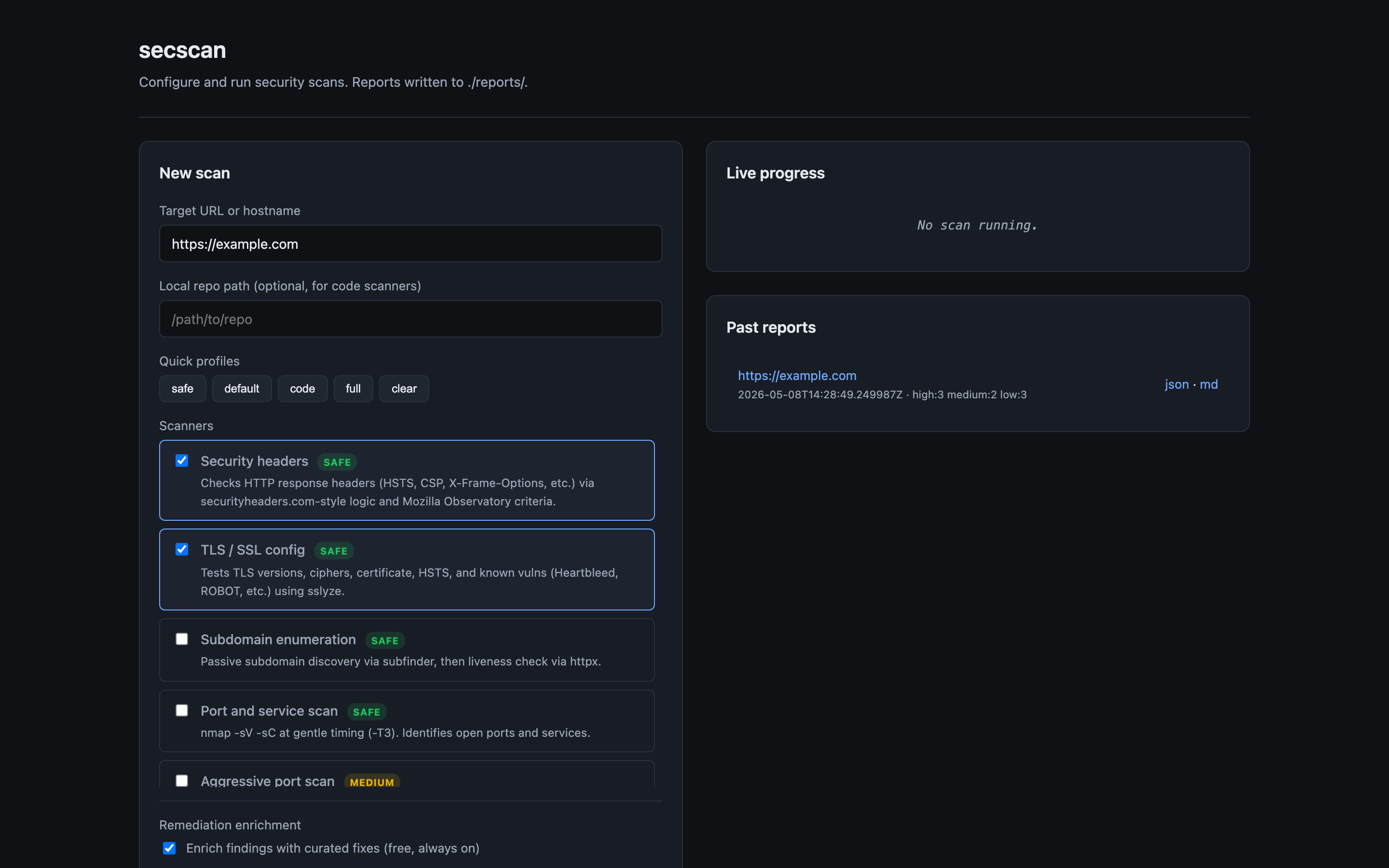 secscan dashboard