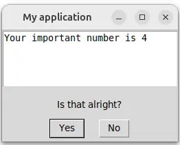 Small window with the text 'Your important number'