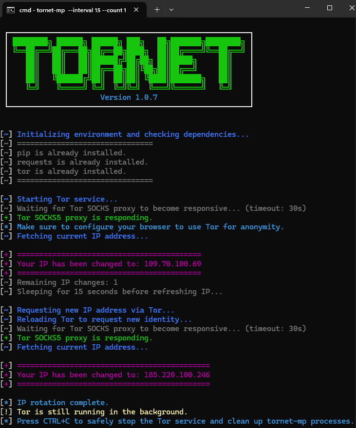 TorNet-MP CLI in action