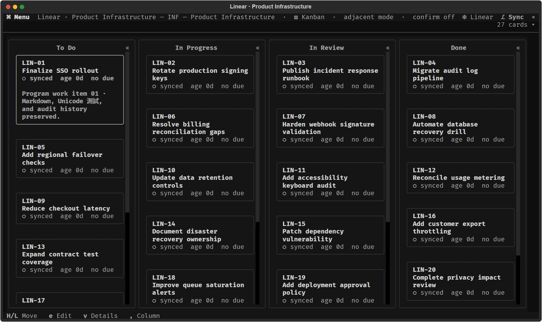 pykantui Linear local action flow