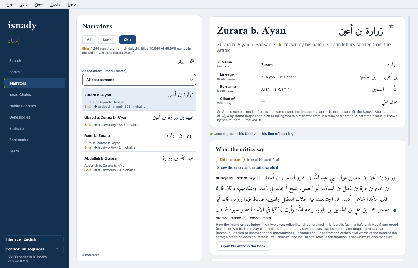Narrators — Zurara b. A'yan, a Shia narrator: al-Najashi's words and their reading in the Imami terms