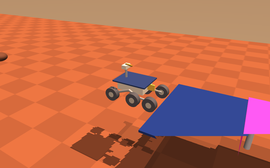 The R1 rover beside its lander on the Martian surface