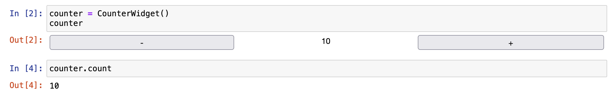 Counter with increment and decrement buttons