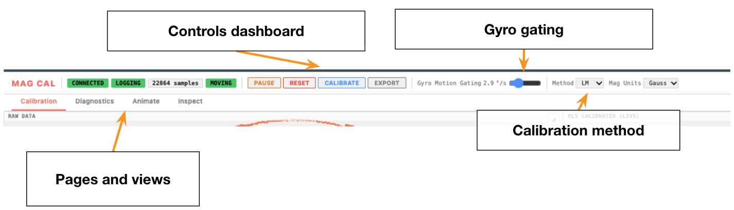 Controls: gyro gating, calibration method, pages