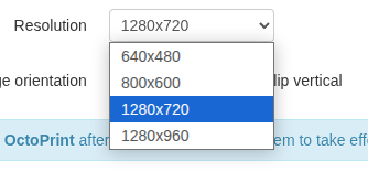 Resolution dropdown