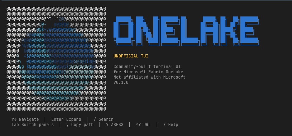 OneLake TUI — browsing a Fabric lakehouse