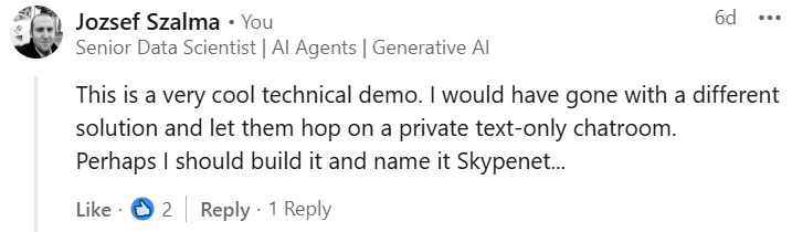 Skypenet joke on Linkedin