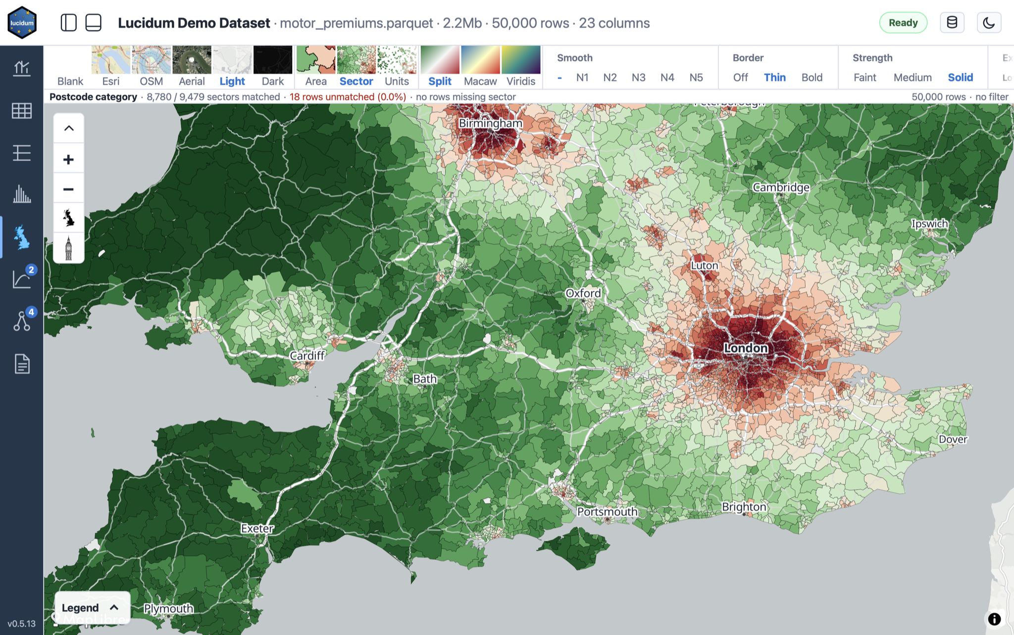 Lucidum UK Postcode Sector map