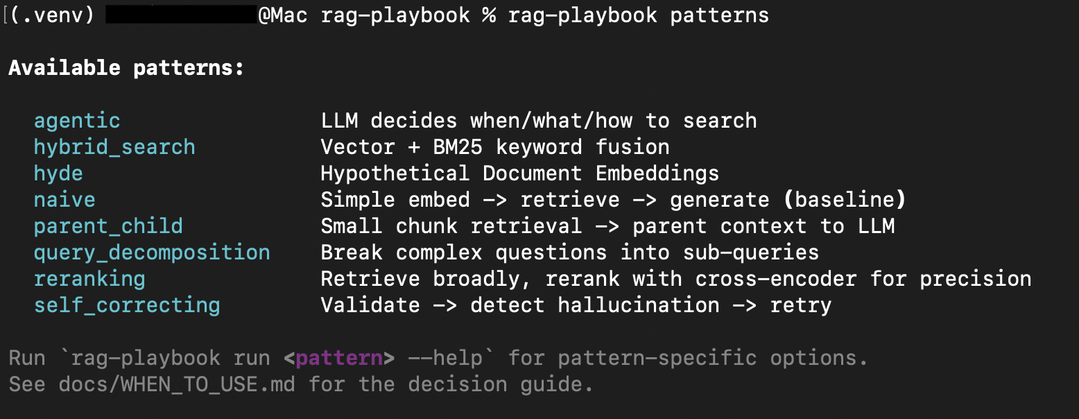 rag-playbook patterns output