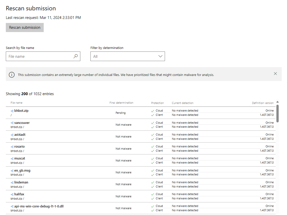 Windows Defender Results