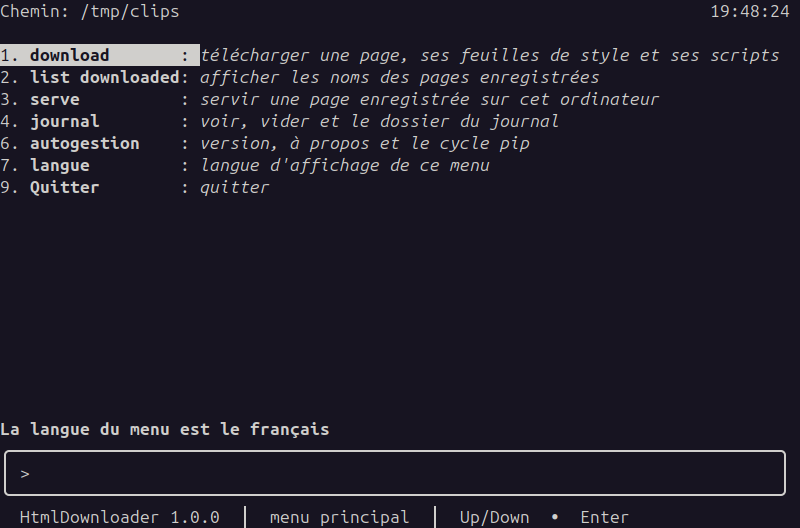 French main menu