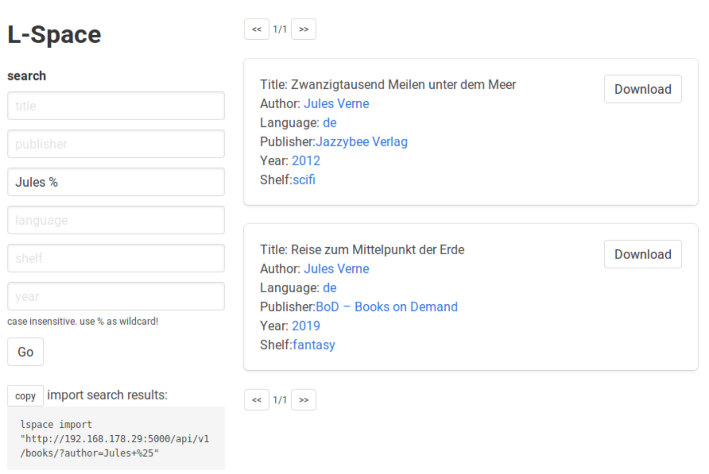 L-Space web interface