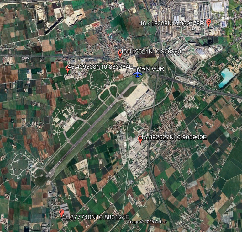 Map of the test points