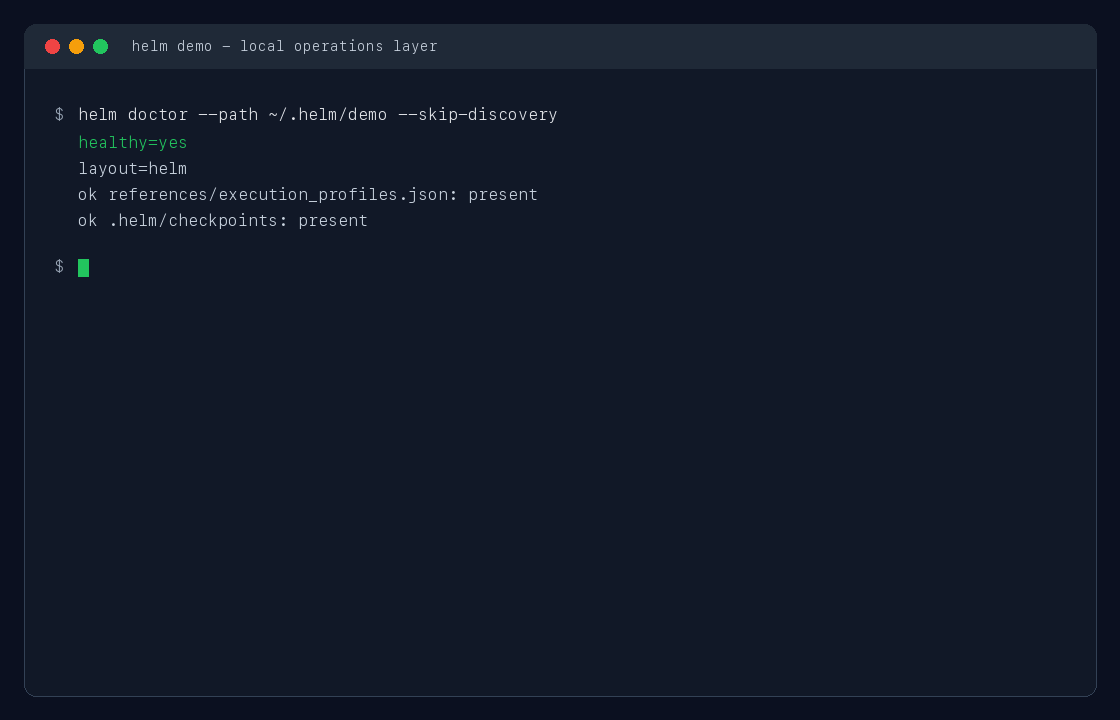 Helm three-minute demo terminal capture