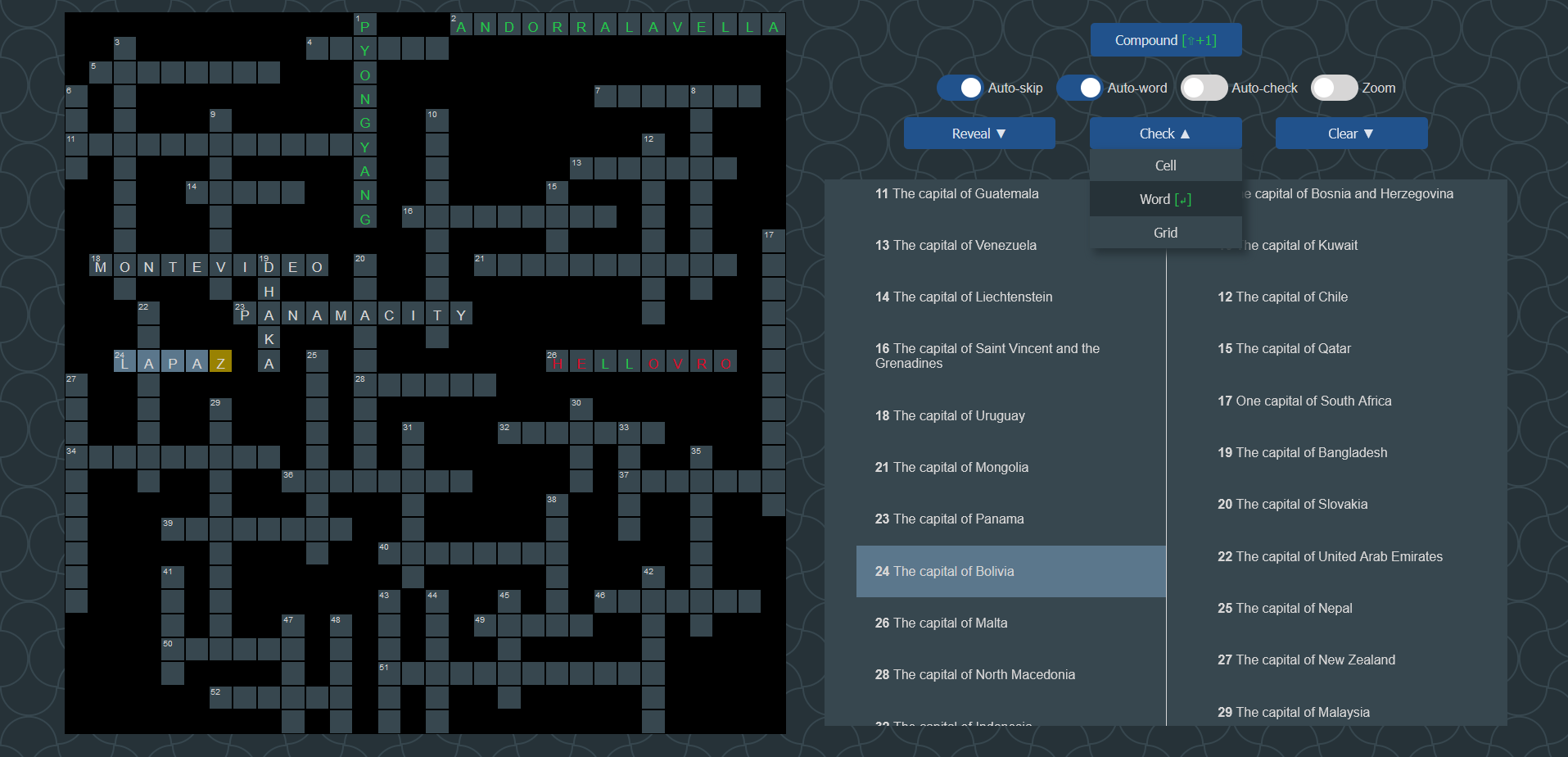 crossword puzzle game english