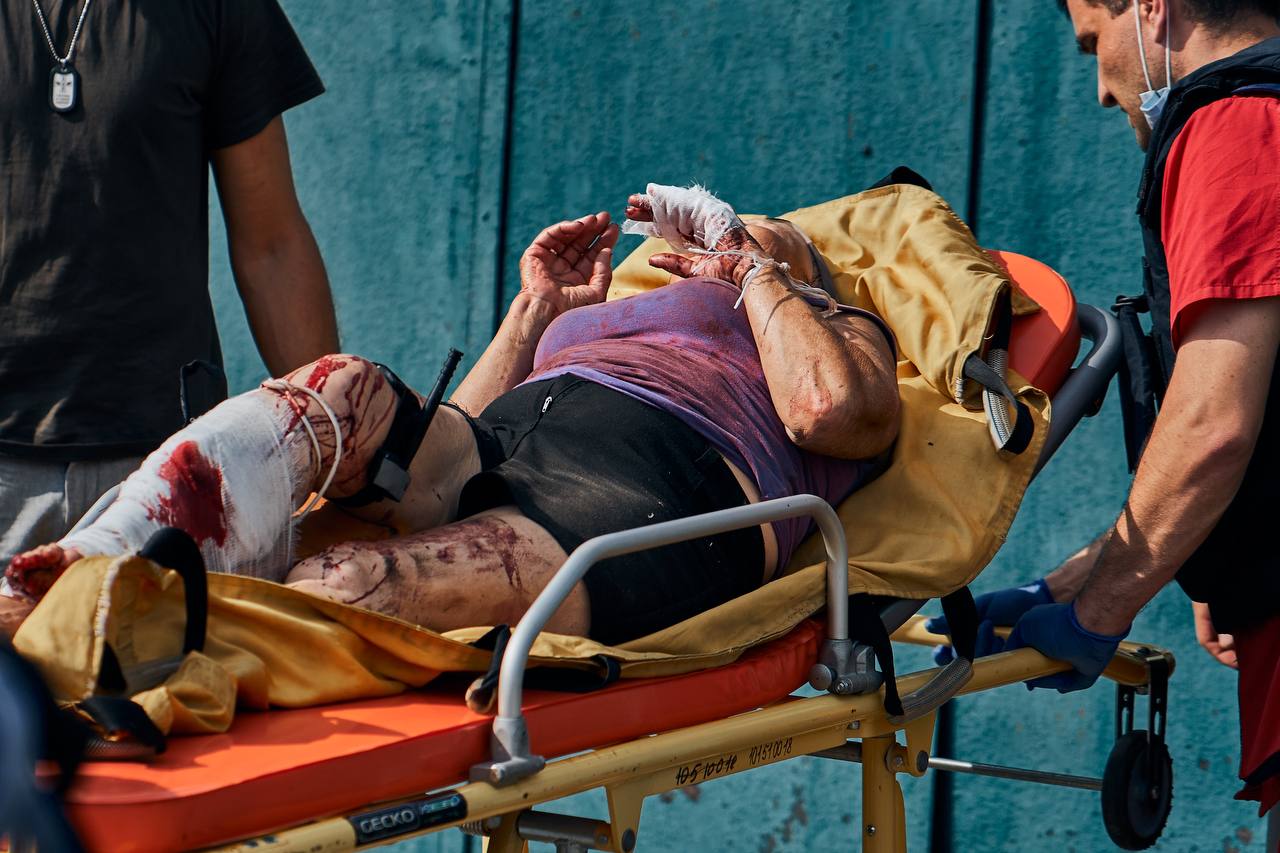 Russian troops shelling of civilians in Ukraine. Donbass. Kostyantynivka. 09.07.2022