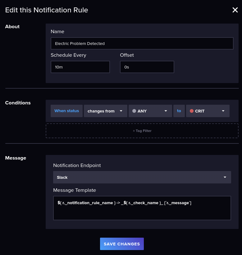 Influx Notification Rule