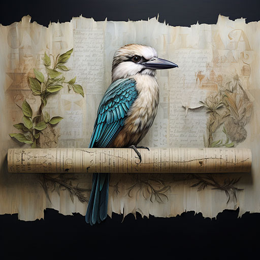 A Kookaburra sitting on a scroll