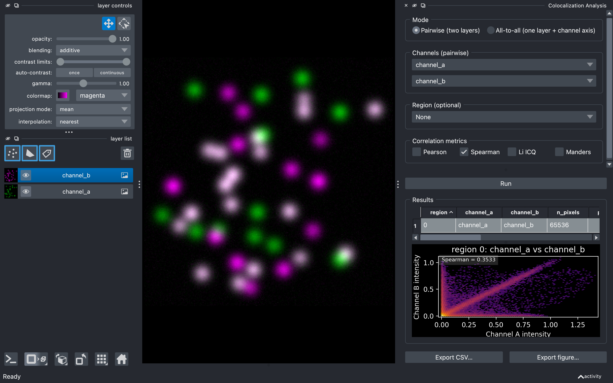 napari-colocalisation widget