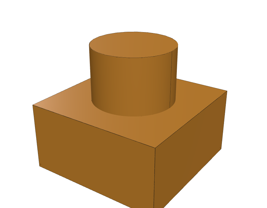 scad123d's STEP-equivalent export of the same model, with only the true edges highlighted -- a clean circle at top and bottom, no facet lines
