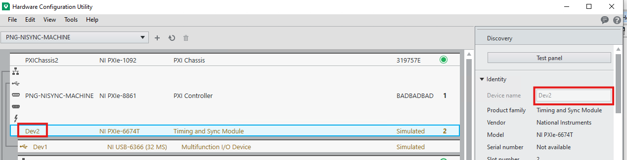 NI HWCU Device Name