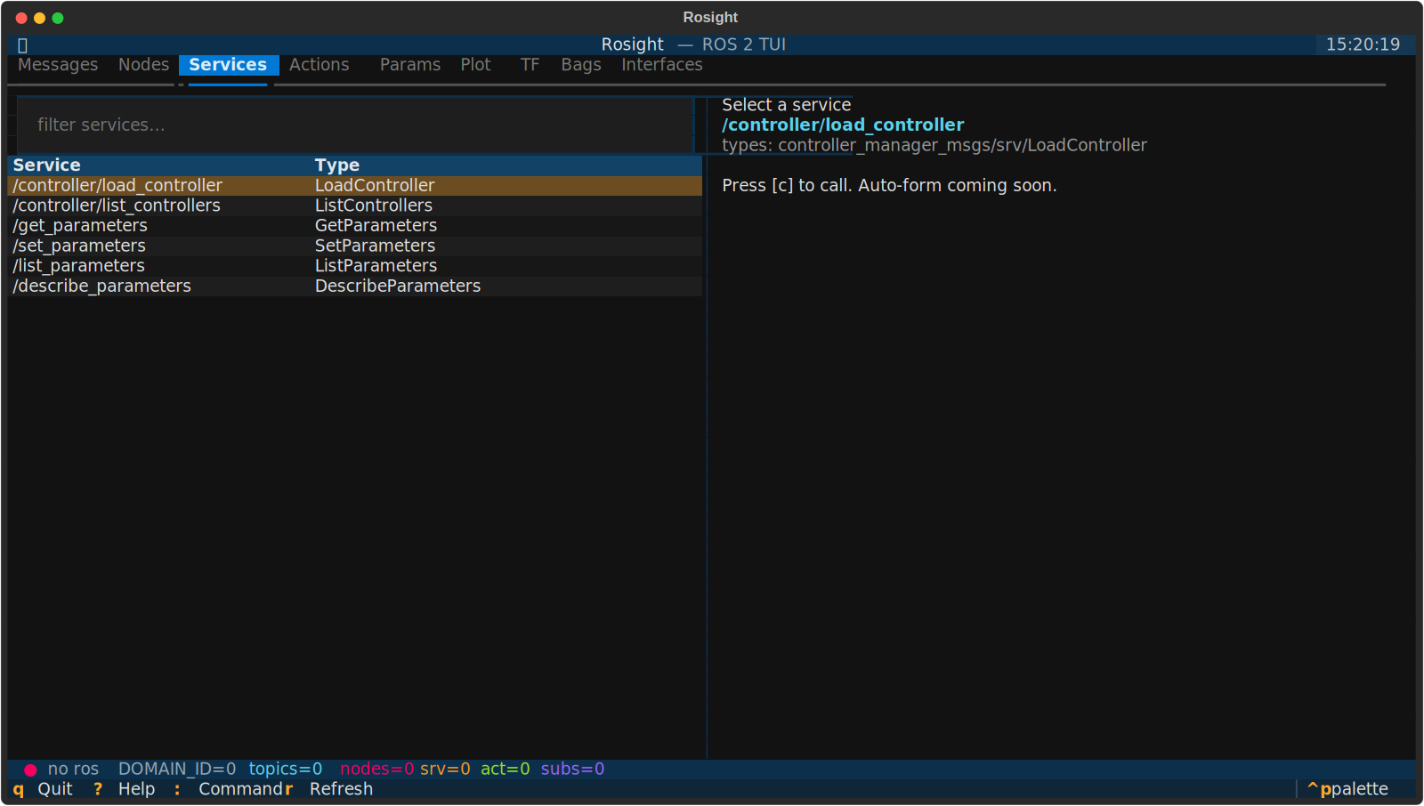 Services tab