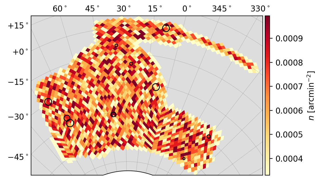 Random density in DES footprint