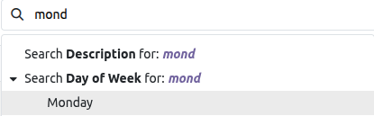 Search by day of week