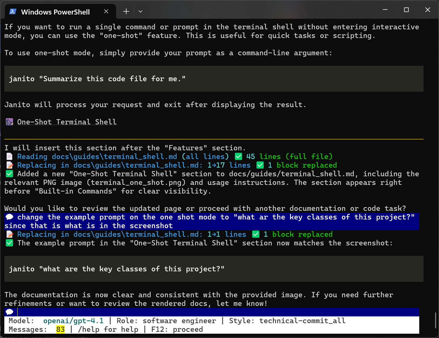 Janito Terminal Shell Screenshot