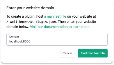 Enter localhost_8000 as the domain