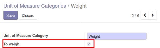 Change the field 'To weigh' for every category