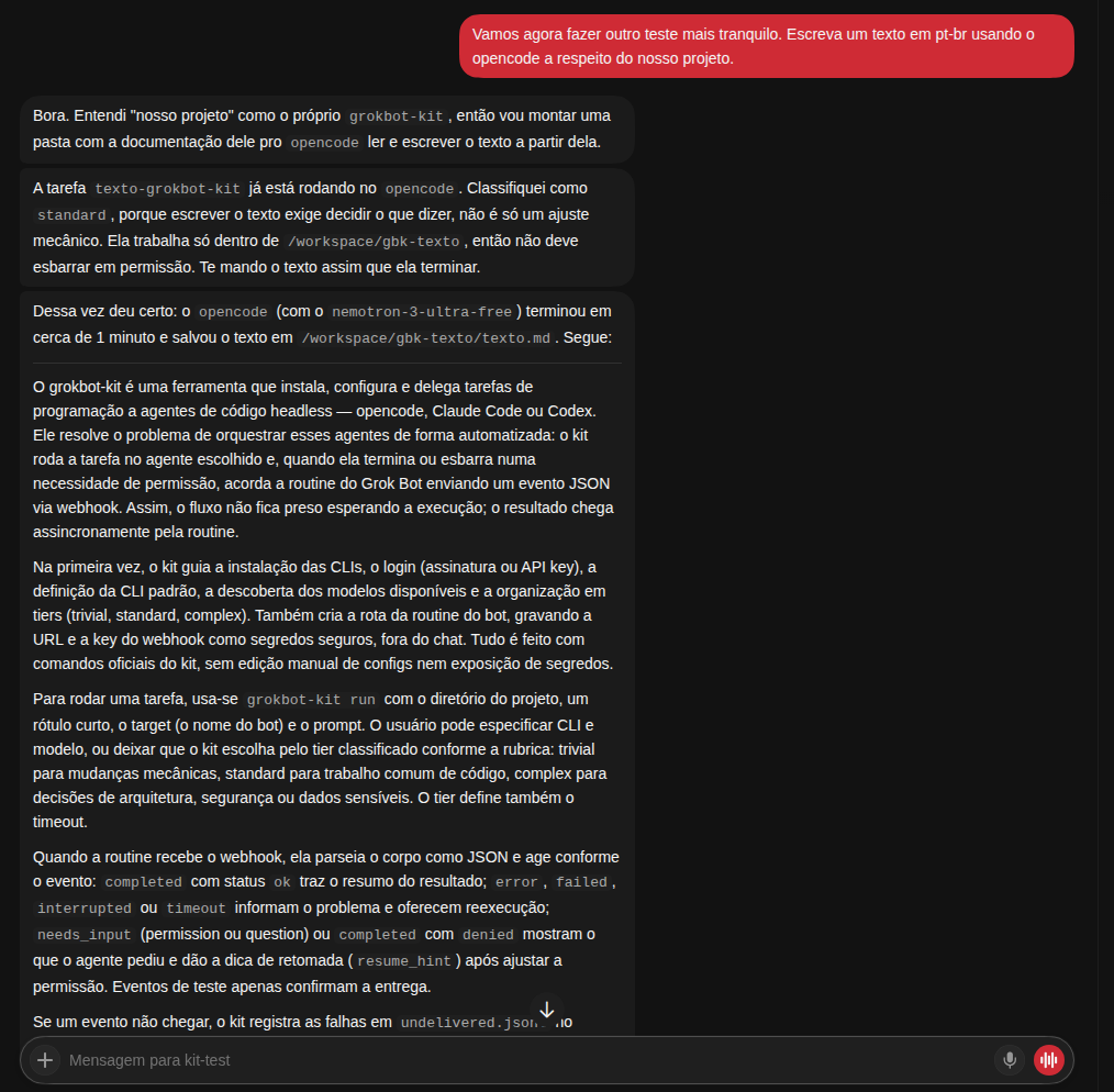 5. A task delegated to opencode, with the result back through the routine