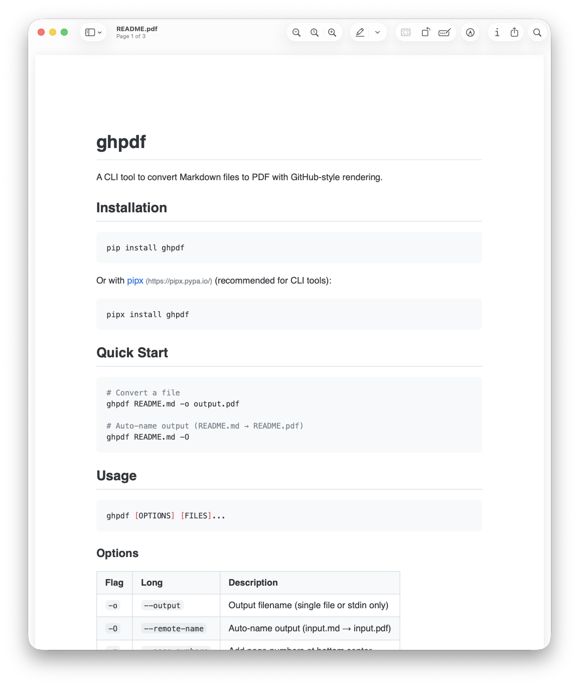 Sample PDF output