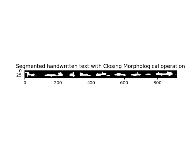 Segmented handwritten text with Closing Morphological operation