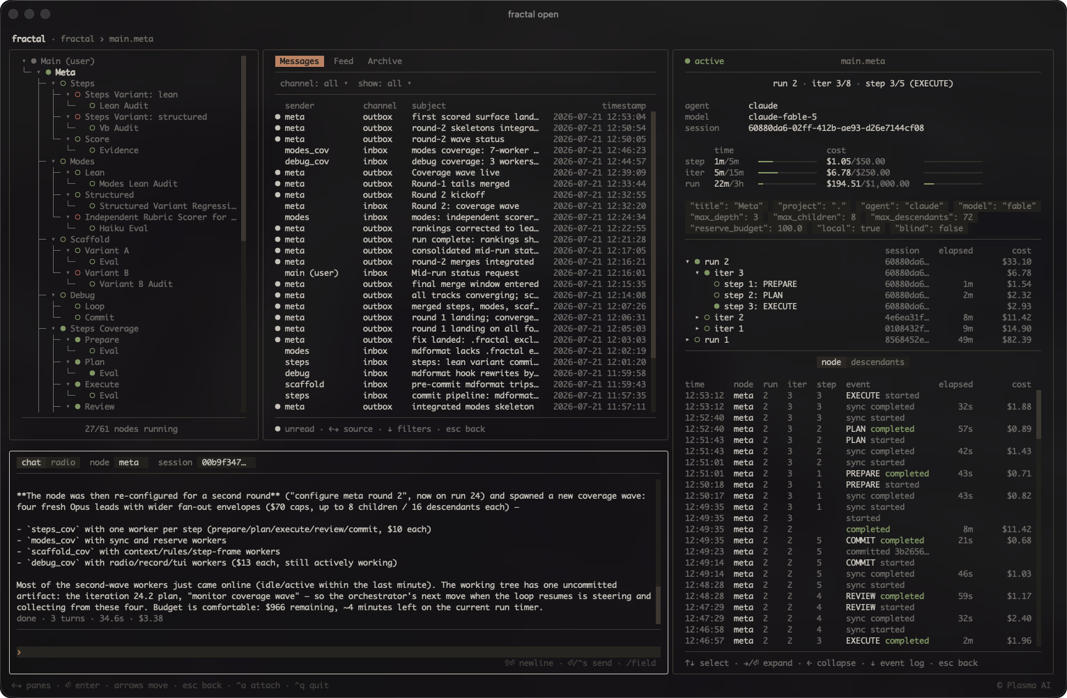 fractal TUI dashboard