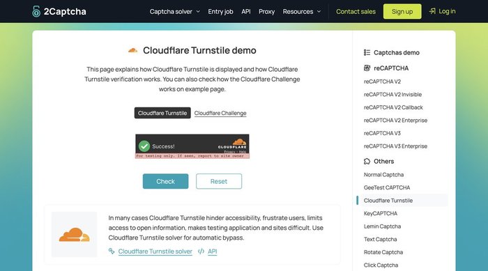 Cloudflare Turnstile solved